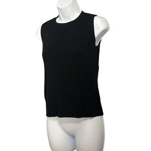 KATE HILL Italian Extra Fine Merino‎ Wool Black
Ribbed Knit Shell Top L